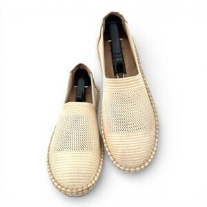 COLE HAAN Ivory Leather & Canvas Espadrilles Jute Outsole 9B Beach Preppy Office